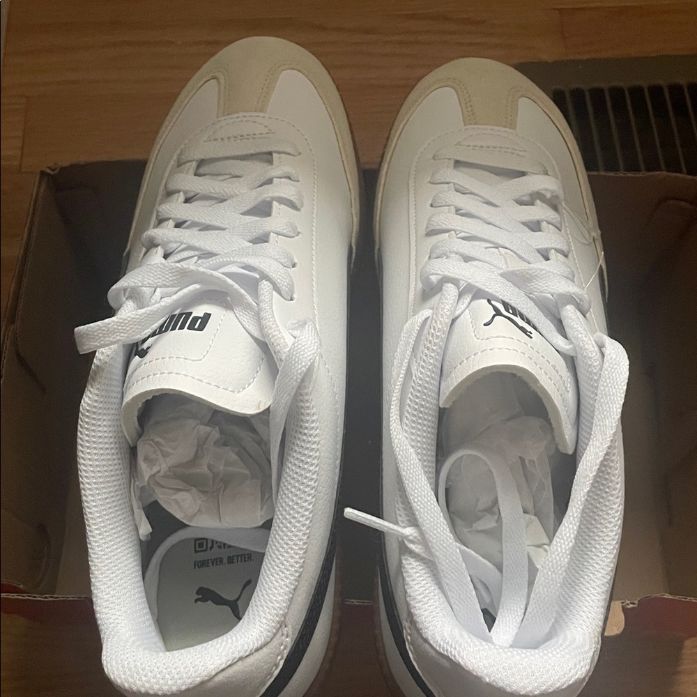 Puma White Black Gum-Accent Low-Profile Sneakers - Picture 10 of 11